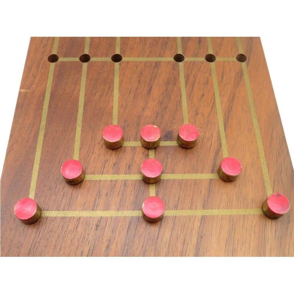 Vintage Vintage Hoyle Official The Mill Game Stancraft Walnut Wooden Peg Game